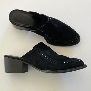 RAG & BONE Weiss Black Suede Studded Mules Size EU 36.5